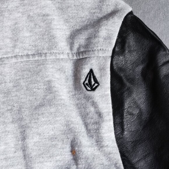 Volcom Enemy Jacket women's size S light grey with black faux leather sleeve - Picture 7 of 11